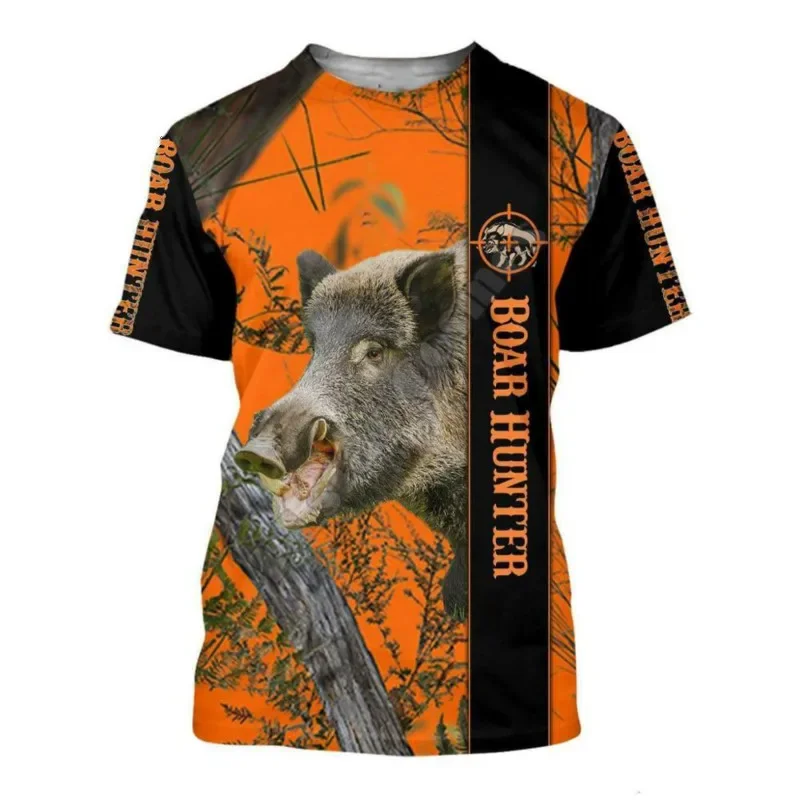 2024 New Men\'s Women\'s Summer 3D T-shirt Wild Boar Hunting Print Harajuku Tee Shirts Casual Viking Short Sleeve Fashion Tops