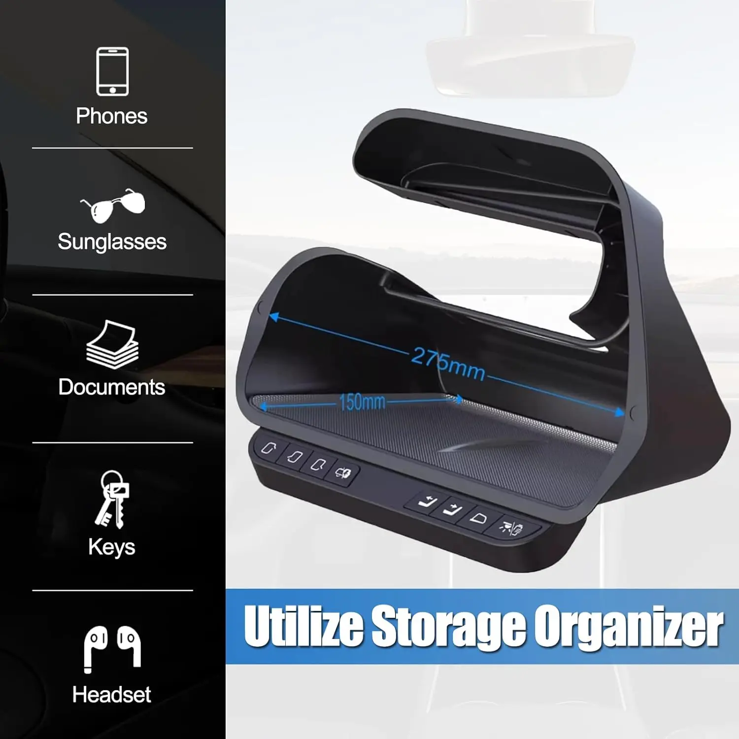 new Center Console Organizer Smart Button，Tesla Model 3/Y 2021-2023 Central screen Storage Box Car Door Seat Adjustment Control