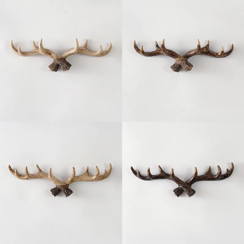 

Resin Wall Mounted Coat Rack Decorative American Retro Antler Decorative Hanging Coat Rack Hallway Door Wall Clothes Hanger