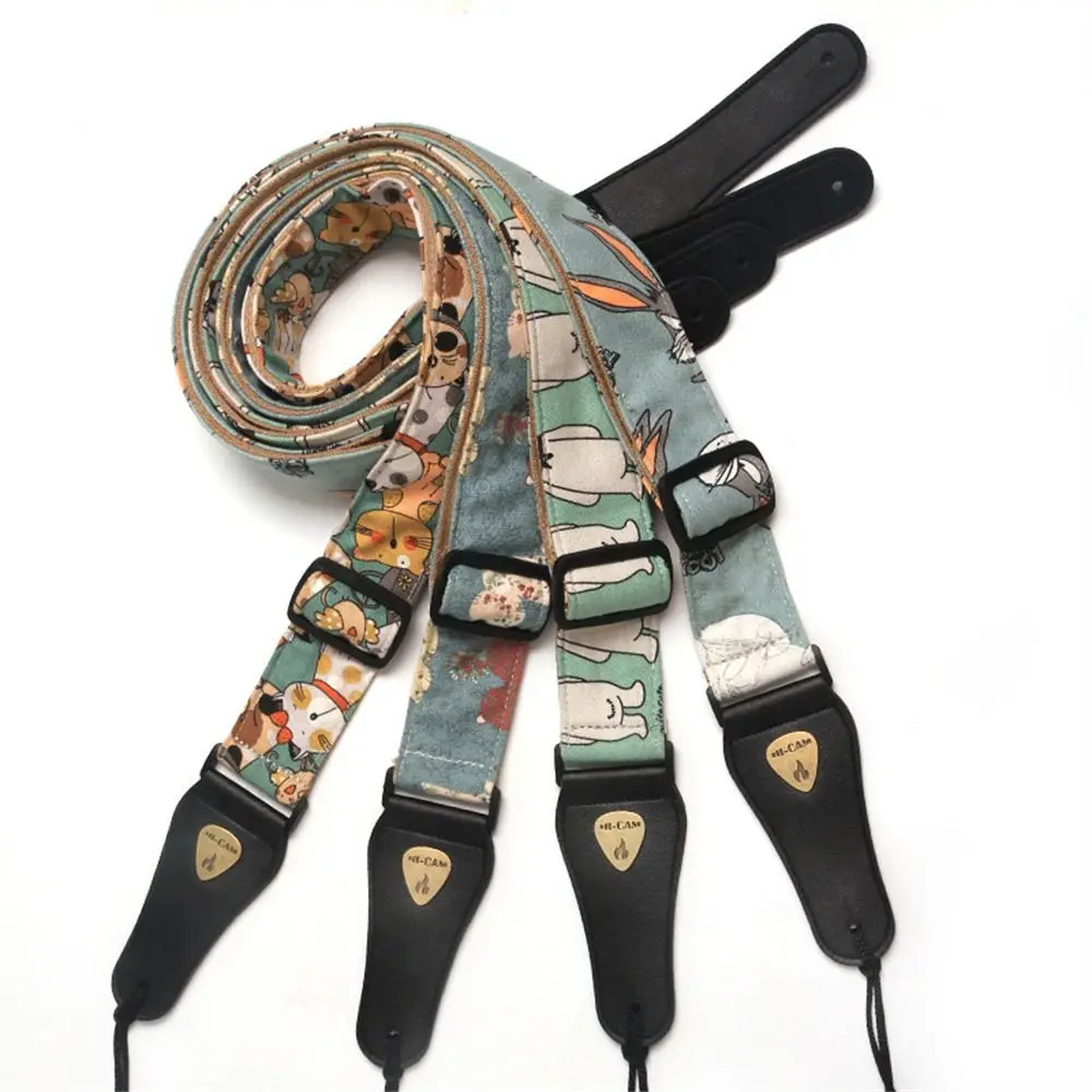 Adjustable Cotton Personalized Colorful Printed Guitar Strap for Electric Guitar Acoustic Guitar Bass Guitar Accessories