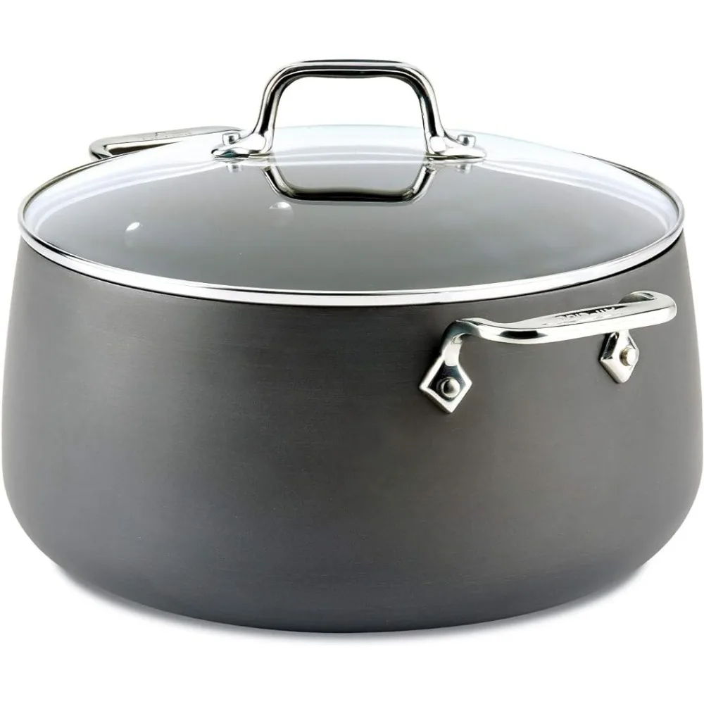 

Hard Anodized Nonstick Stockpot 8 Quart Induction Oven Broiler Safe 500F Cast Iron Cookware Lid Safe 350F Pots and Pans Cookers