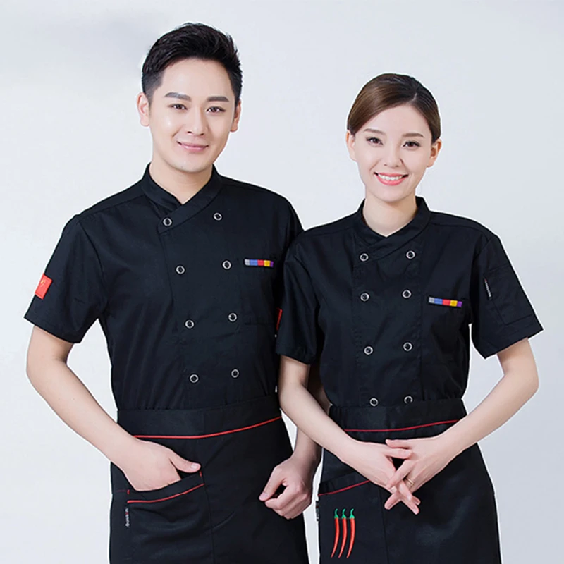 Veste de Chef de Restaurant pour hommes, uniforme de cuisine d'hôtel de restauration, Costume de cuisine de cantine pour femme, vêtements de travail de boulangerie d'été pour femme