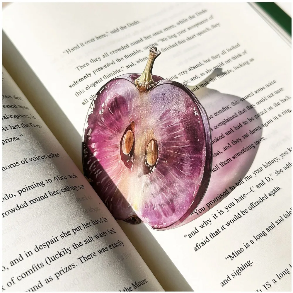 Neues, filigranes Apfel-Lesezeichen, transparentes, einzigartiges Trauben-Tomaten-Lesezeichen, Premium-Leseaccessoire mit hochwertigem Gefühl – Detail 7