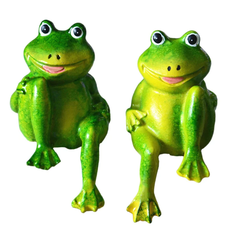 

A63X-8Pcs Cute Resin Sitting Frogs Statue Outdoor Garden Store Decorative Frog Sculpture For Home Desk Garden Decor S2