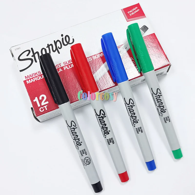 Sharpie 37001 37002 37003 37004 Permanent Markers, 0.5mm Ultra Fine Point Lays Down Razor Sharp Lines; Pack of 12 Pens