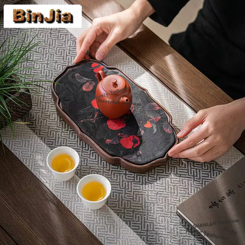 Handmade Walnut Wood Tea Tray Creative Wood Dry Soaking Plate Teapot Holder Teaware Support Tea Boaed Kung Fu Teaset Accessories
