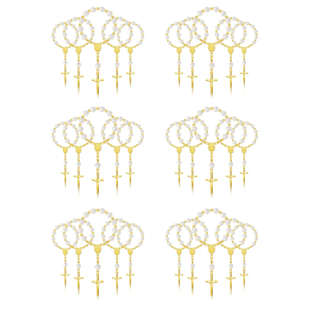 ลูกประคำอะคริลิค tasbih Rosario ลูกประคำขนาดเล็ก30ชิ้นพร้อมไม้กางเขนสำหรับของขวัญปาร์ตี้ศีลมหาสนิทครั้งแรก