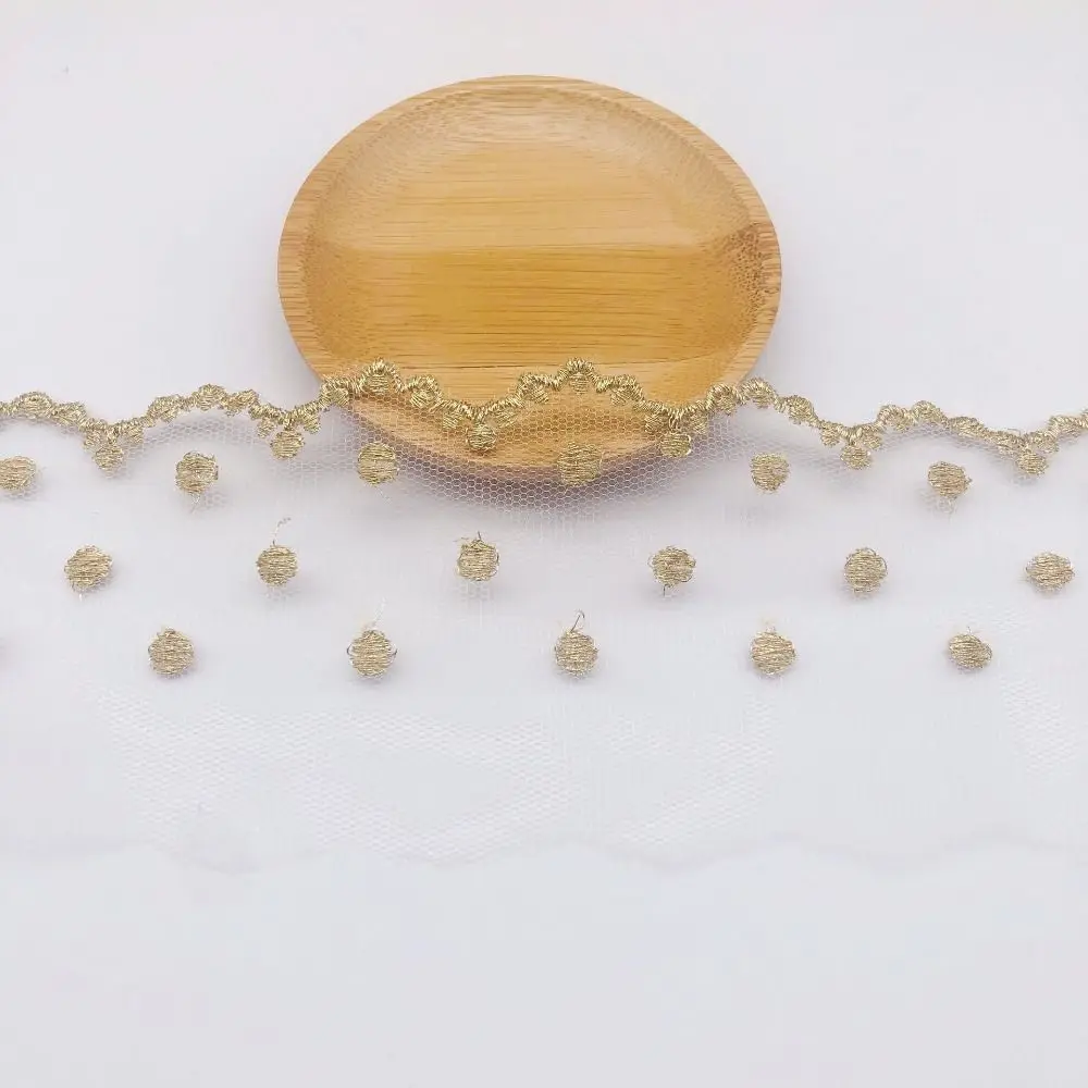 

20 Yards Gold Net Dress Lace Trim 6.5cm Width Apparel Accessories Lace Trim Transparent Net Minimalist Garment Trim