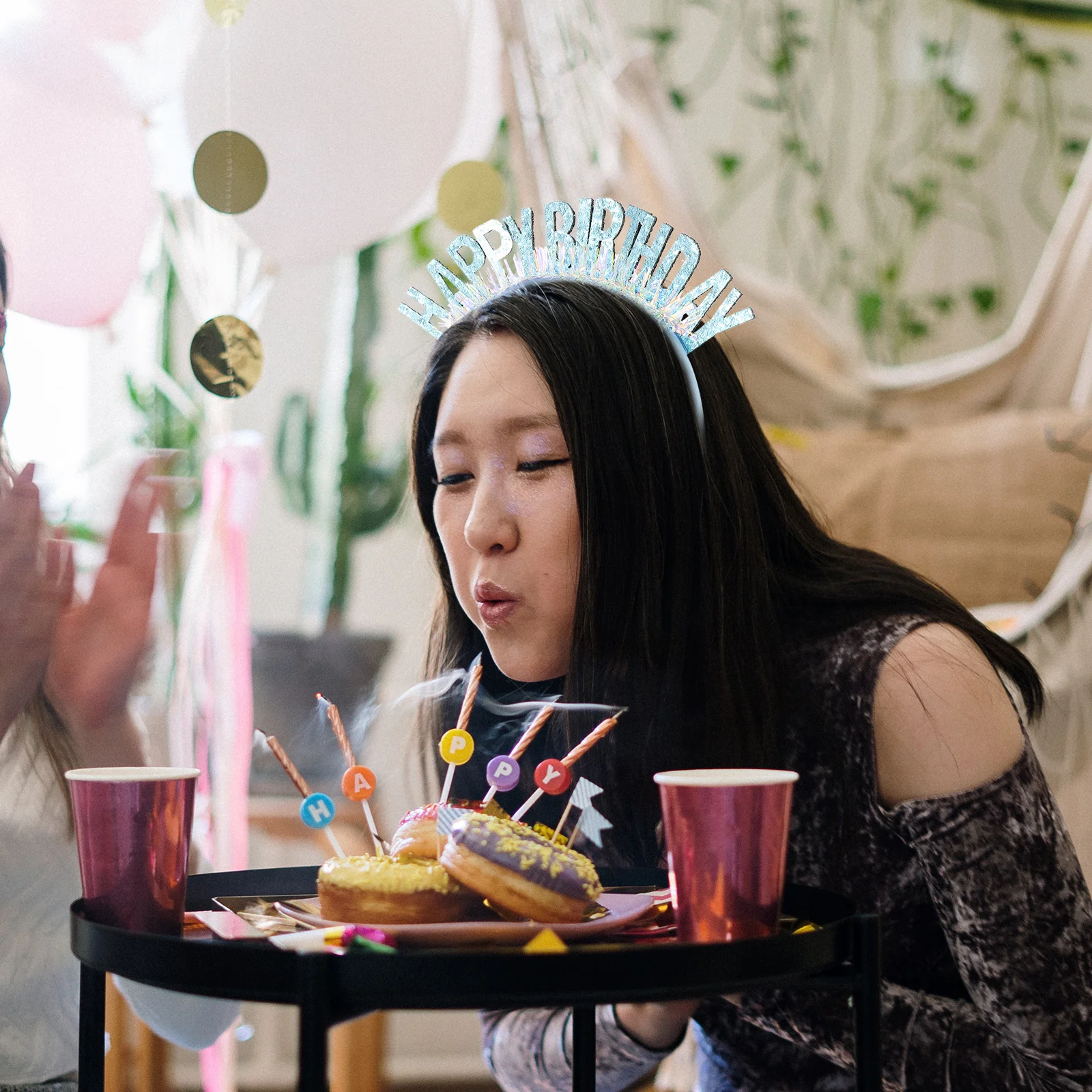 

Birthday Hair Hoops Sequin Chic Delicate Hairband Party Decoration Adorable Headwear for Women Girls Festival Hair Accessory