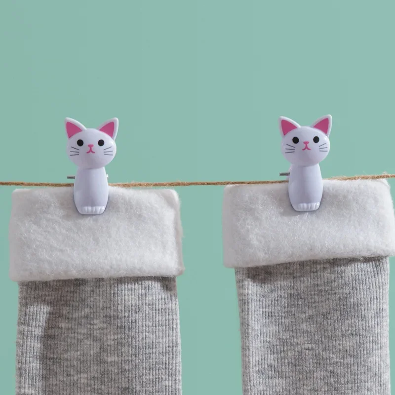 8pcs/Set Cute Cat Plastic Clips Laundry Hanging Clothes Pins Beach Towel Snacks Sealing  Household Clothespegs  Clamp