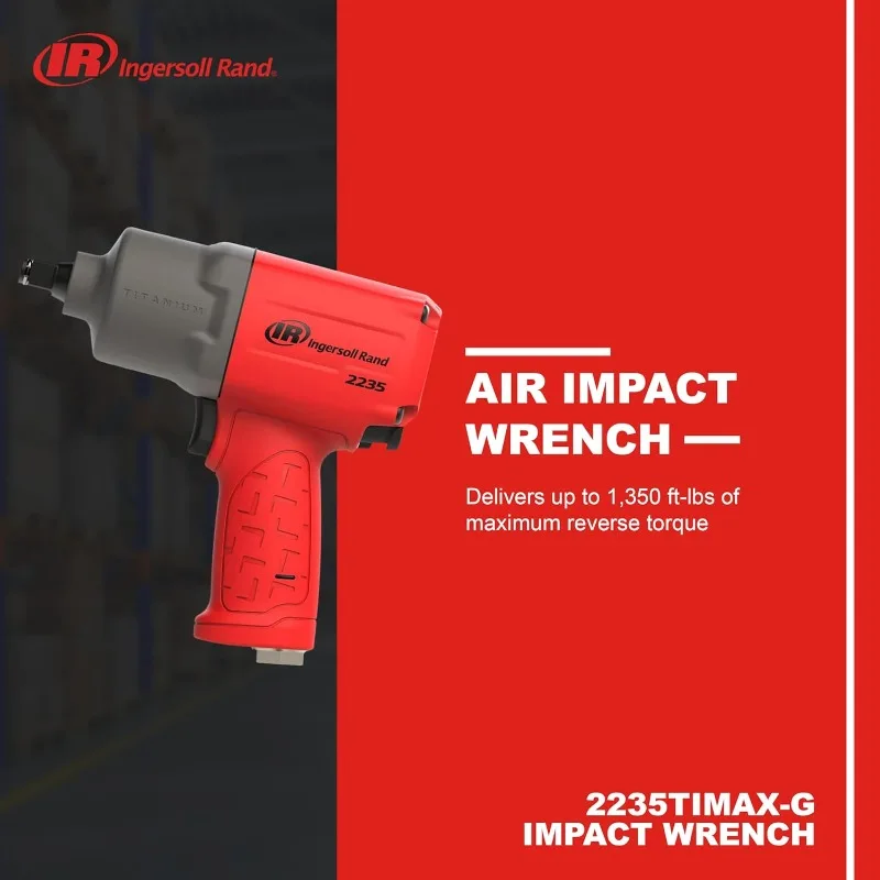 2235TiMAX-R 1/2” Drive Air Impact Wrench, Lightweight 4.6 lb Design, Powerful Torque Output Up to 1,350 ft/lbs, Titanium