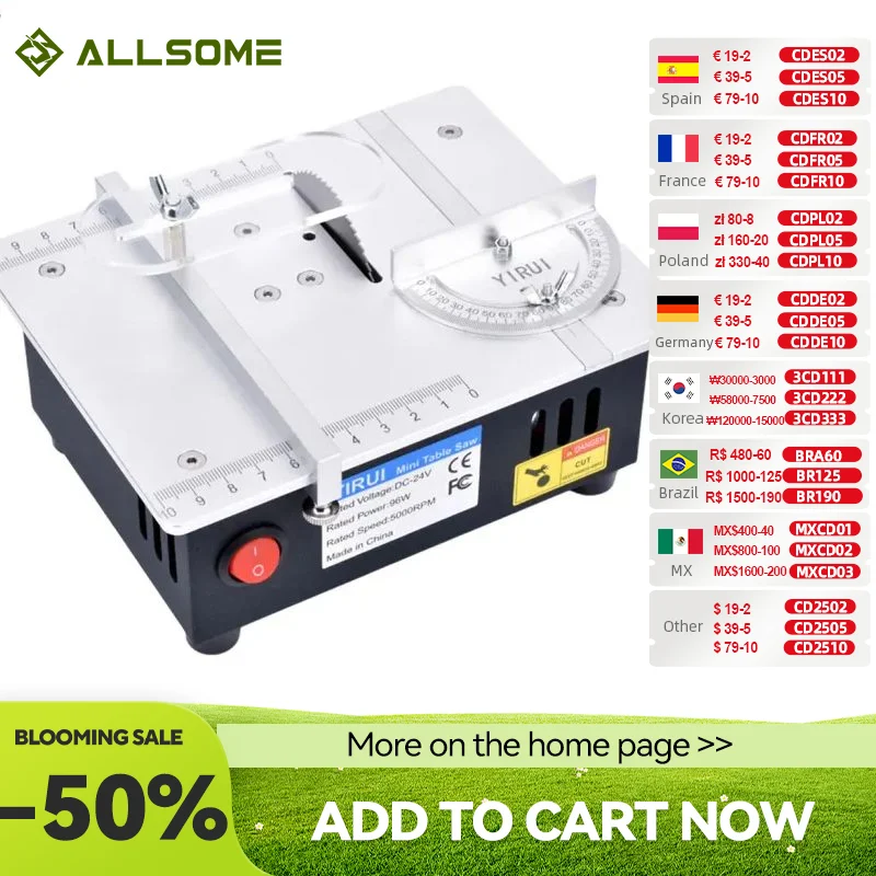 Allsome S2 96W เลื่อยไฟฟ้าขนาดเล็กแบบ DIY เครื่องตัดในครัวเรือนมอเตอร์775ใบมีด63มม.