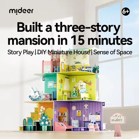 Mideer 180+ Pcs Creative 3D Villa 3D Puzzle Dollhouse Playset Assembly Model Children Educational Therapeutic Toy For Kids 6Y+