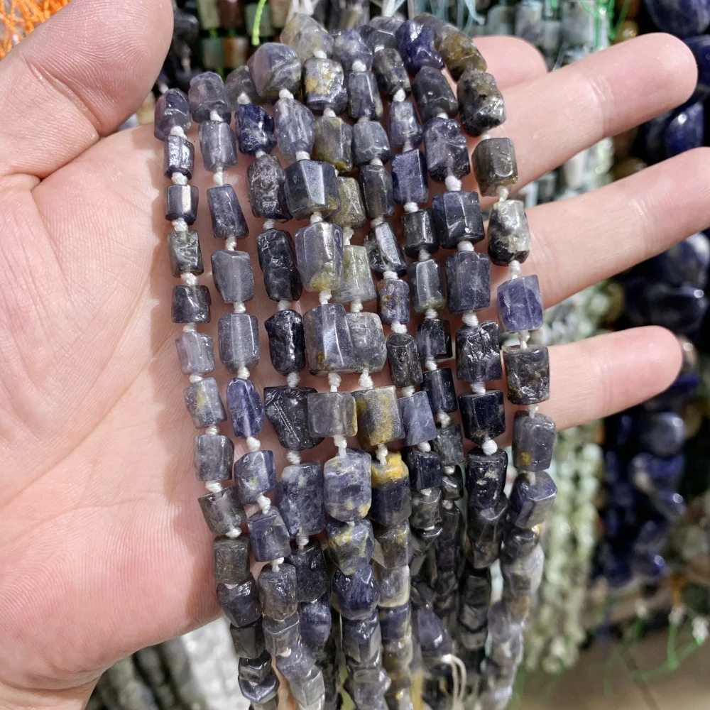 Natural Cordierite Lepidolite Columnar IRREGULAR Loose Bead DIY Bracelet Necklace for Jewelry Making Accessories