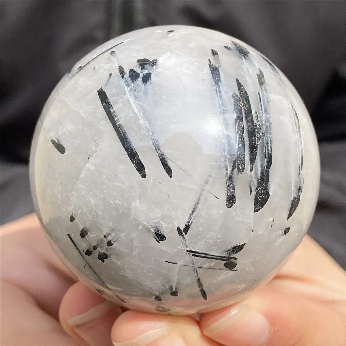 

55-85mm Natural Black Tourmaline Ball Quartz Crystal Energy Gem Ball Home Office Decoration Gift Mineral Degaussing Ornaments