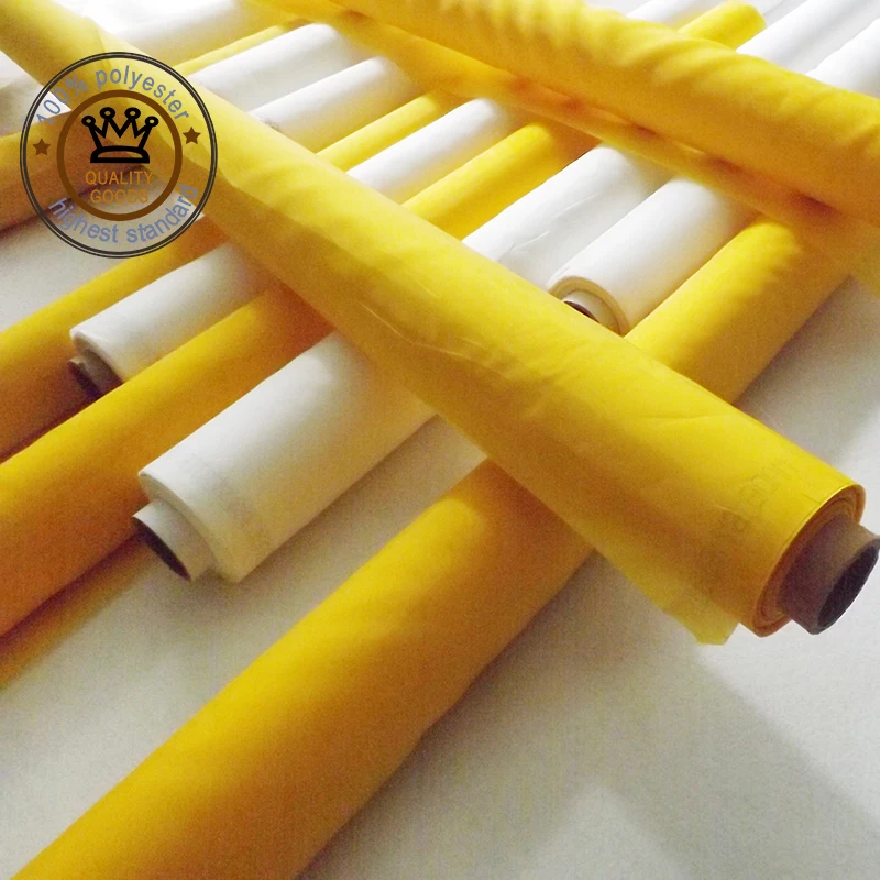 54T 64um Mesh Screen 150 Micron 100% Polyester Silk Fabric Mesh with White Yellow Color for Textiles/PCB/Glass Printing