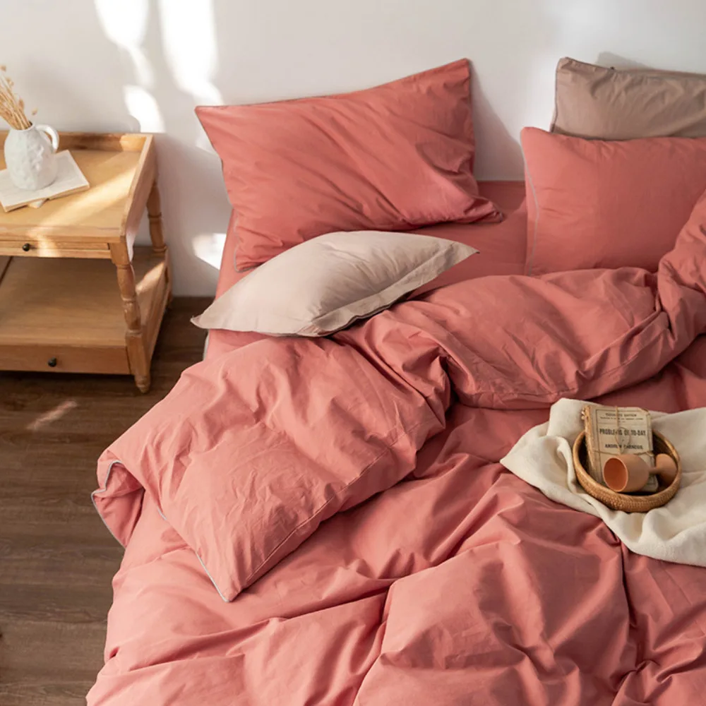 Pure Cotton Spring Autumn Bedding Set 4 Piece Duvet Cover Flat Sheet Fitted Sheet Pillowcases