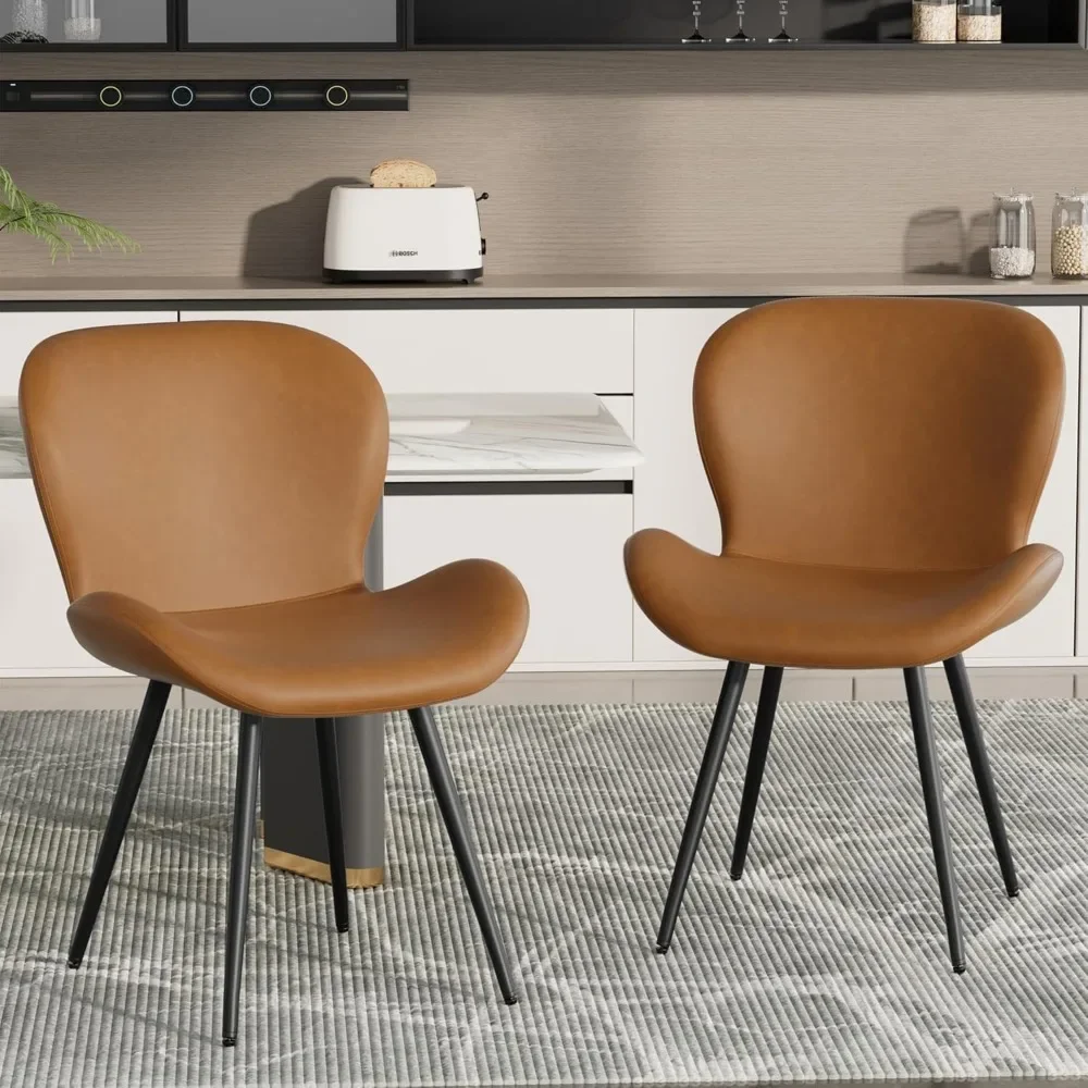 

Dining Chairs Set of 2, Modern Dining Room Chairs Comfy Backrest Thick Upholstered Kitchen Chairs 19IN Height with Metal Legs