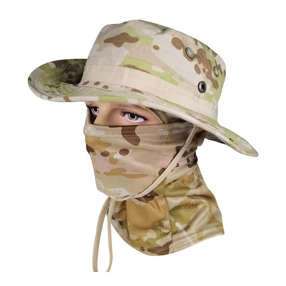 Fishing Boonie Hat Face Mask Neck Protection Anti UV Adjustable Breathable Outdoor Fishing Hiking Beach Sport Bucket Caps