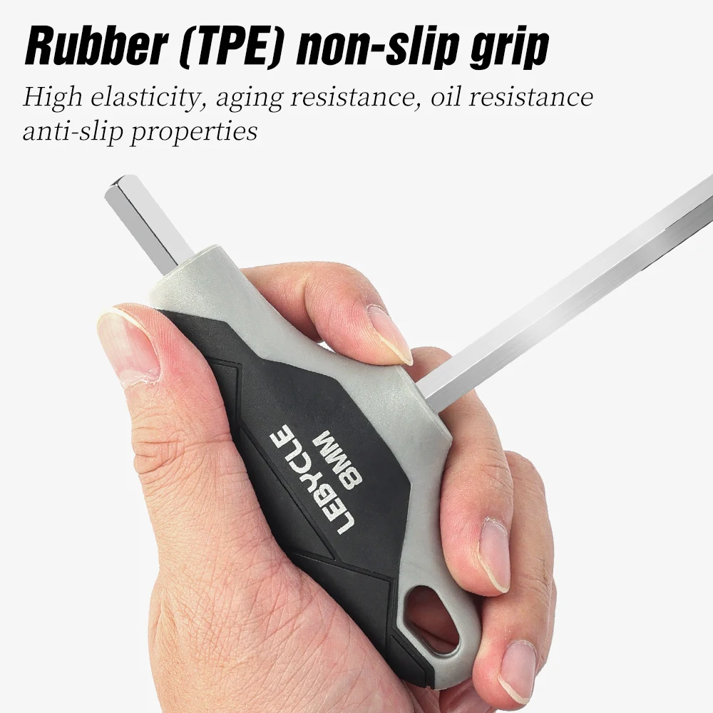 LEBYCLE Hex Key Allen Wrench Hand Tool 2 2.5 3 4 5 6 8 10mm Universal Quick Snap Adapter 2 In1 Ball Flat Head Chrome Vanadium St