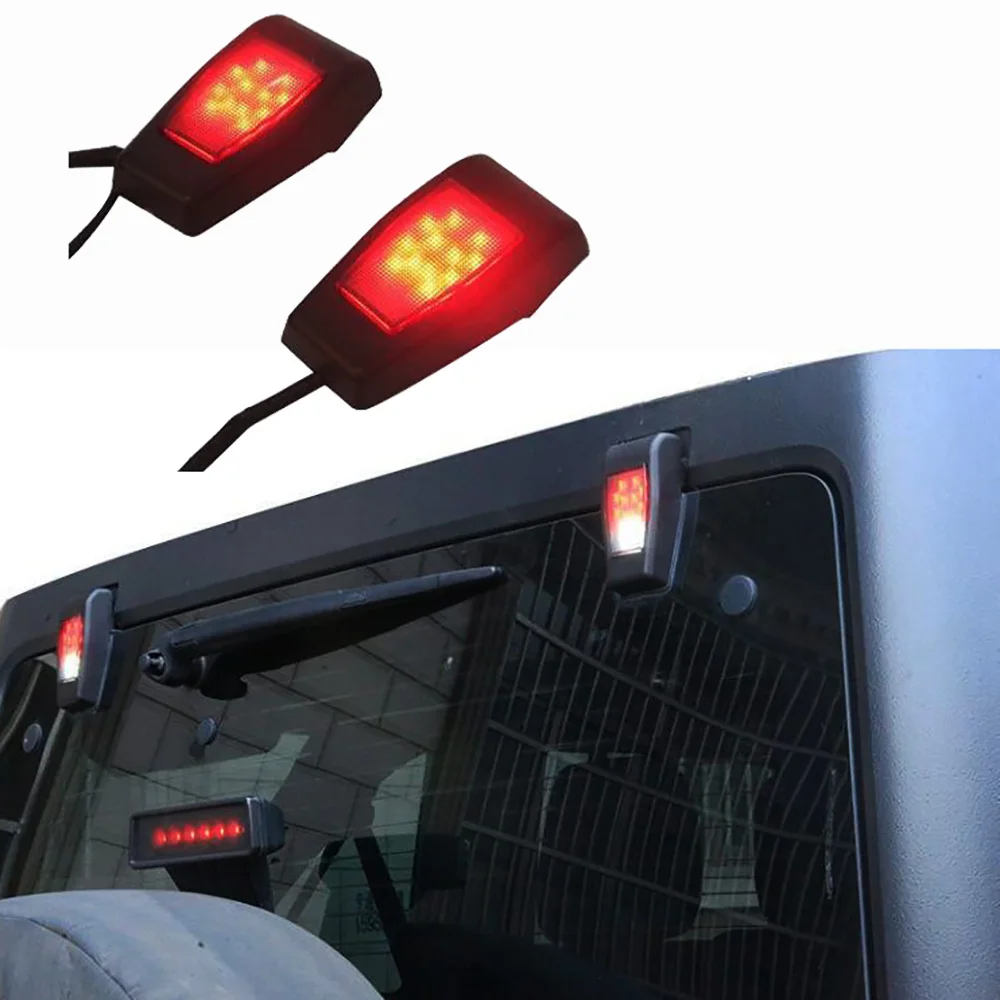 

Lantsun J381 LED Tailgate Hinge Cover Lights ABS Rear Window Glass Tail Light for Jeep for Wrangler JK07-17