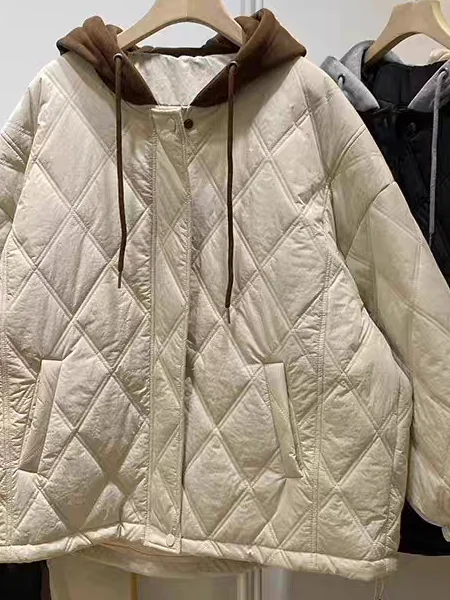 

Slimming Effect Loose Women's Cotton Jaet Hooded Coat Comfortable Lazy Sle Winter Outerwear Thiened Long Sve Korean ...