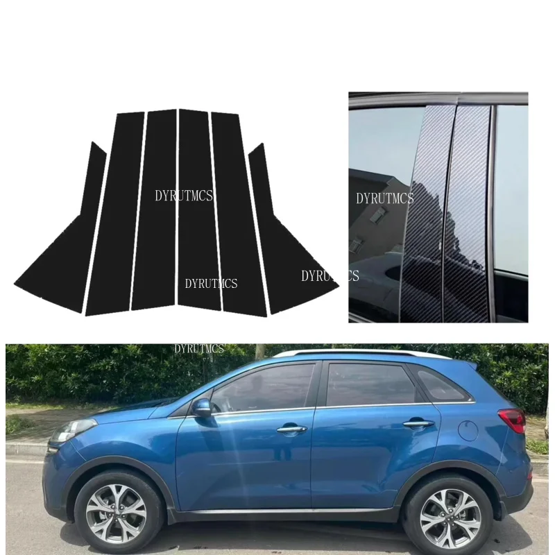 Gloss Black  Pillar Posts Fit For  Kia Seltos KX3 2015-2018 2016 Silver Carbon  Window Decor Door Side Mouliding Trim Cover
