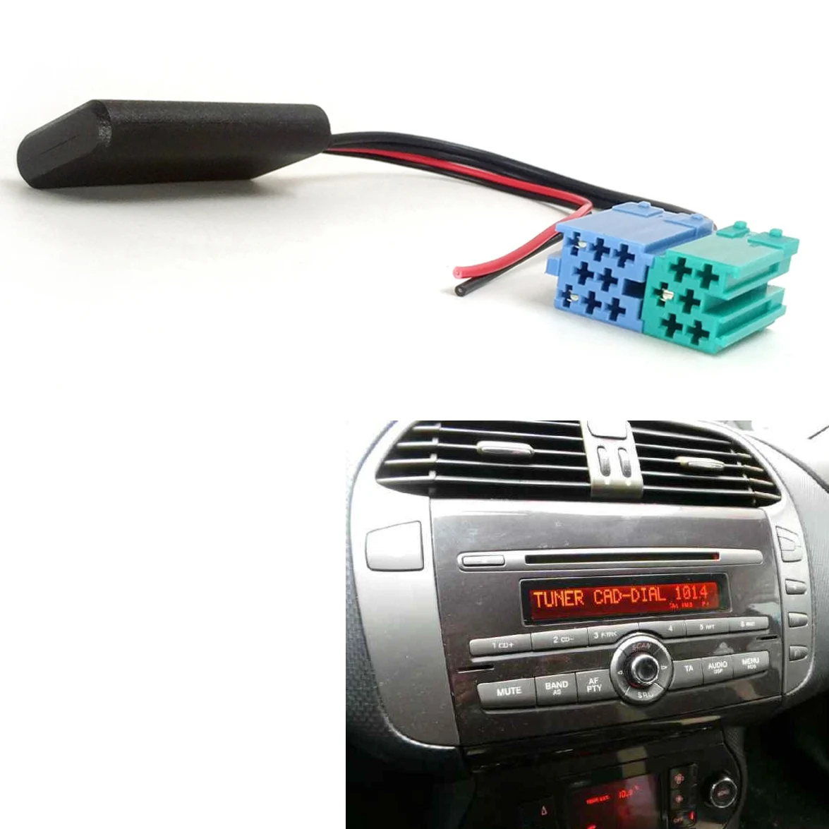 Cambiador de CD de Audio de 6 + 8 pines para coche, receptor Bluetooth 5,0, adaptador Aux para Fiat Bravo 2007 + Visteon, Cable auxiliar de Radio