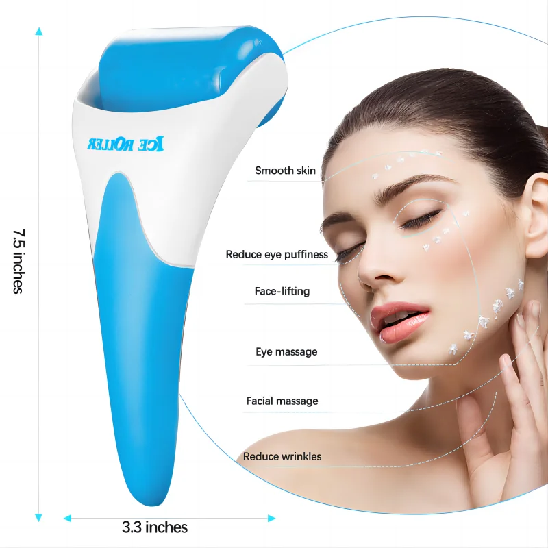 Rodillo de hielo de acero inoxidable para estiramiento Facial, masajeador Facial antienvejecimiento para la piel, herramienta de Spa de belleza para aliviar el dolor