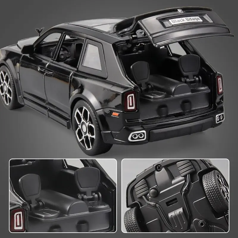 1:24 Scale RRCullinan SUV Model Car Toy, Zinc Alloy Pull Back Diecast Toy Cars with Sound and Light for Kids Bo