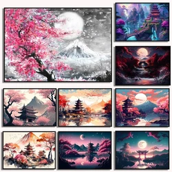 Paesaggio giapponese pittura diamante Sakura Mount Fuji Full 5D diamante mosaico punto croce Kit strass ricamo X1385