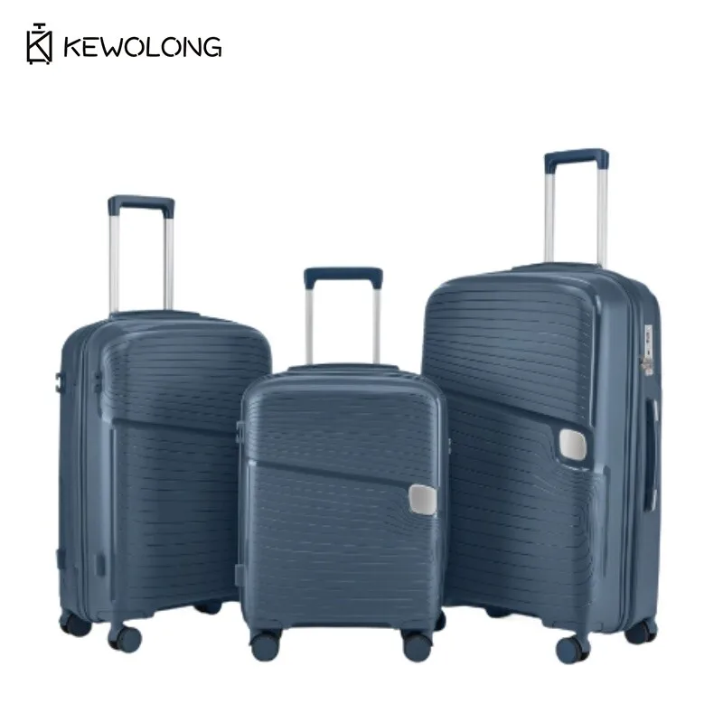 軽量20インチPPスーツケース、大容量機内持ち込み荷物、ジッパー式コンビネーションロック付き、男性女性向け耐久性のあるトロリーバッグ