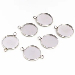 (Never Fade) 14mm 16mm 18mm 20pcs Stainless Steel 3 Style Cameo Settings Cabochon Base Charms Pendant High Quality