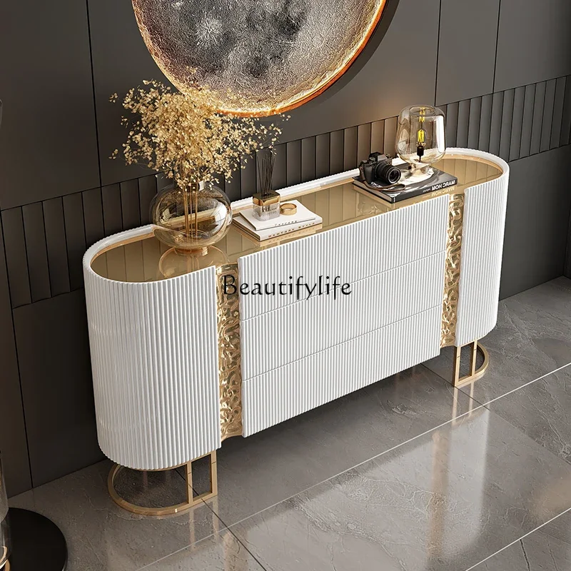 FG10*Italian porch cabinet light luxury dining edge solid wood multi-layer locker