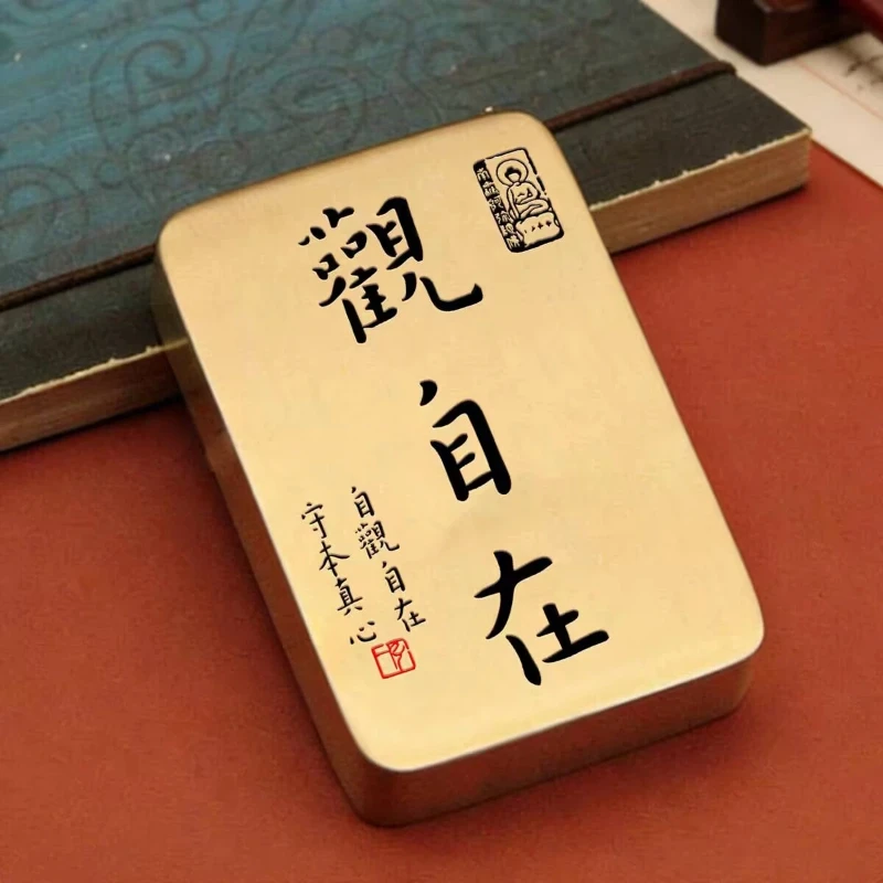 Chinese Calligraphy Paperweight Brass Desktop Ornament Calligraphy Painting Paper Press Prop Creative Cultural and Memorial Gift