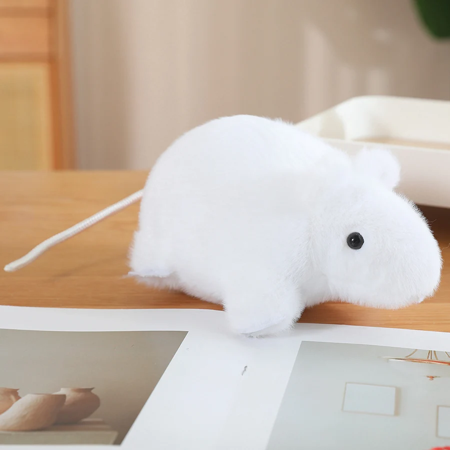 Jouets en peluche de souris douce simulée pour enfants, joli animal en peluche noir et blanc, oreiller de rat, jouet drôle, cadeau d'anniversaire et de Noël