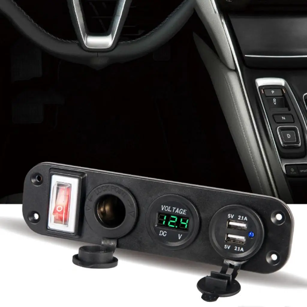 Dual USB Charger Socket Panel Waterproof Voltmeter Marine Toggle Switch Car Accessory for Boat Lighting Led