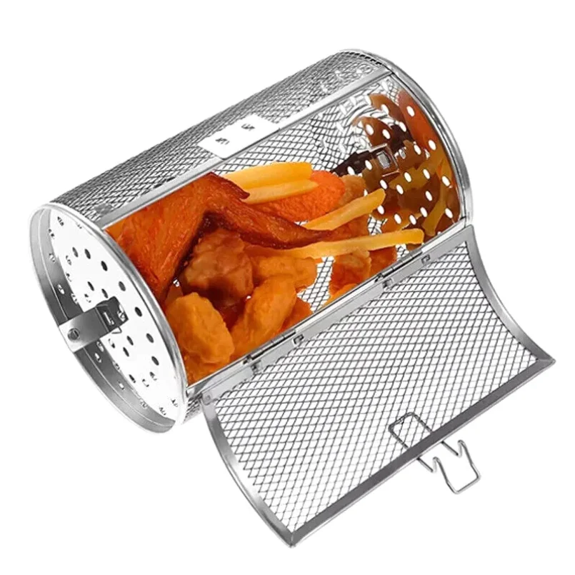 

Stainless Steel Grill Rotisserie Oven For Kitchen Fry Basket Coffee Bean Grilled Cage Drum Rack Air Fryer Accessories Universal