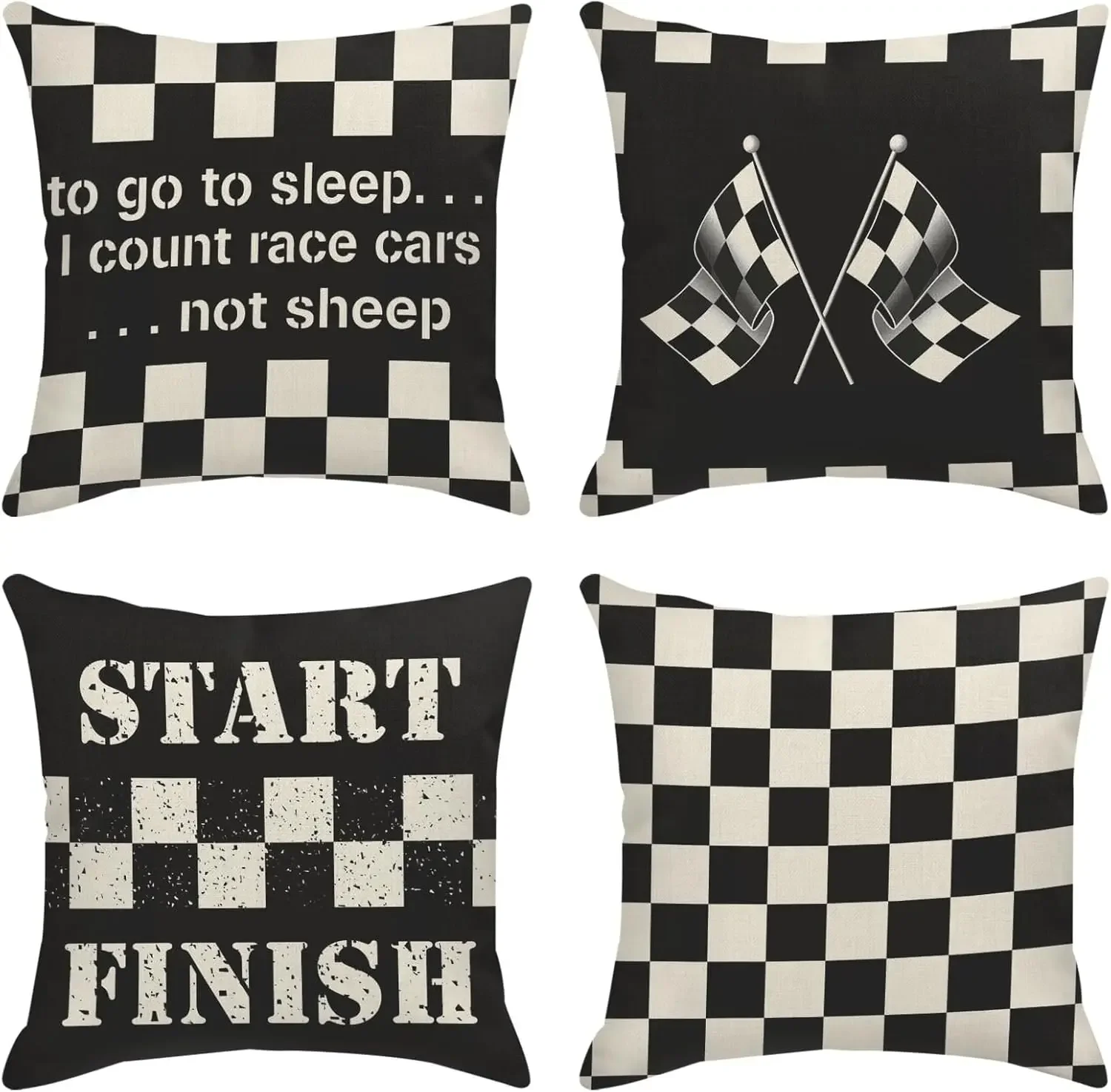 Home Decor 	Cushion Cases Couch Sofa Pillowcases Start Finish Race Checkered Complete