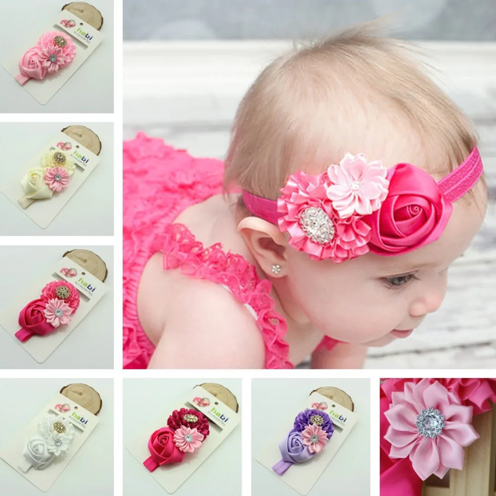 Baby Headband Girl Newborn Flower Floral Rose Kids Children Elastics Bandage Hair Accessory Hairbands Turban Bow Photography