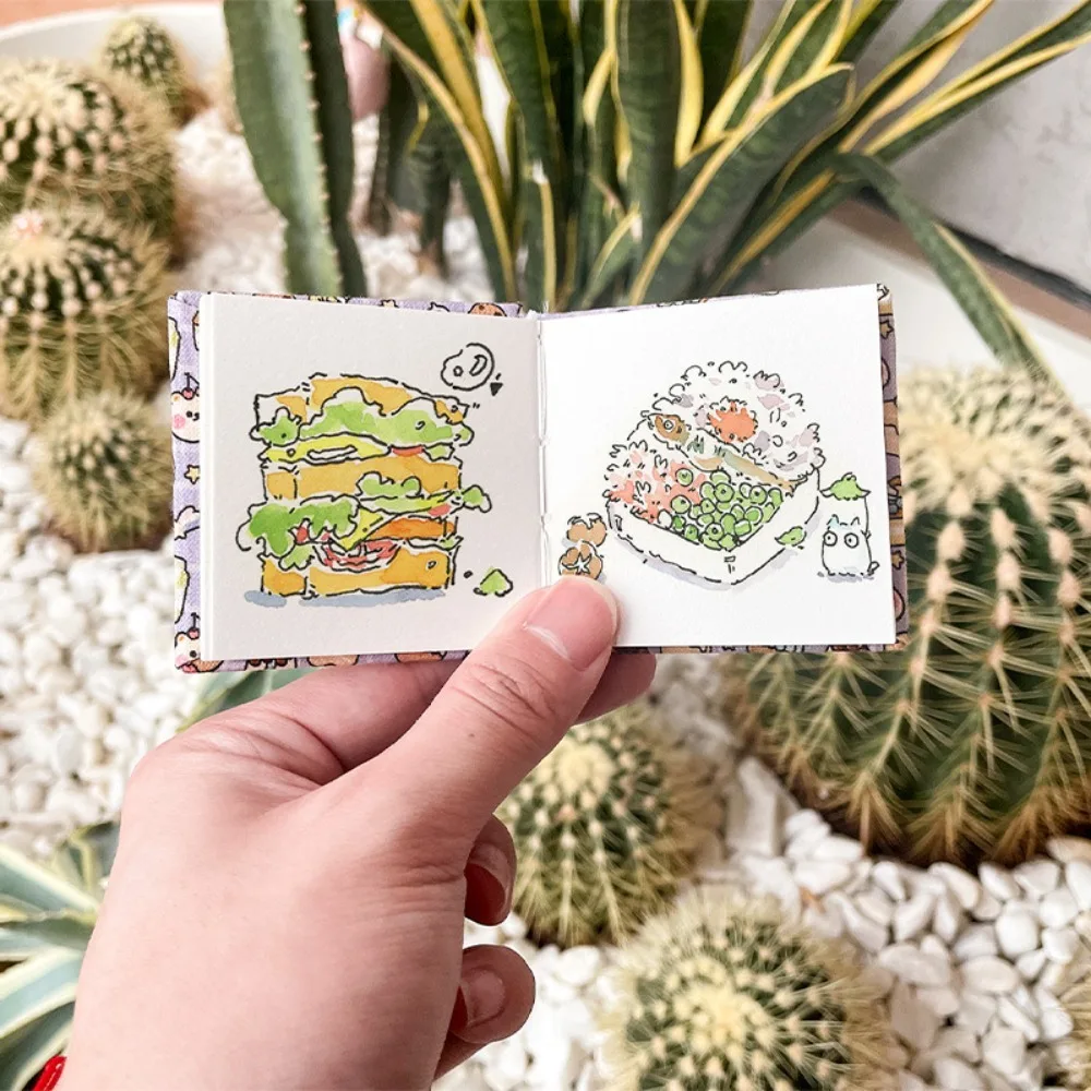 Flower Mini Fabric Watercolor Book Paper Pad 20 Sheets Watercolor Sketchbook Square Colorful Mini Watercolor Painting Book