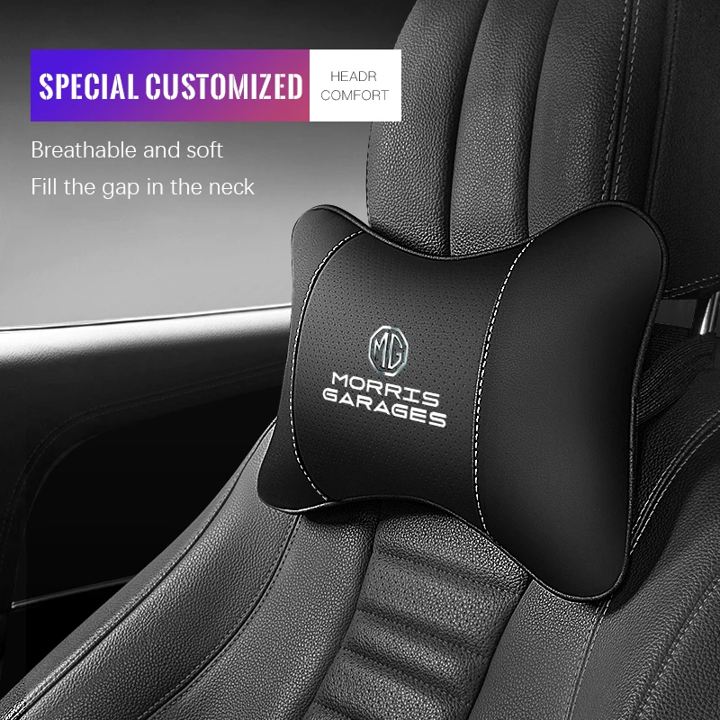 Car Neck Pillow With Car Logo Auto Headrest Fit MG ZS MG5 MG7 MG6 Cyberster MG4 EV ES5 HS ONE GT GS MG3 EZS 3SW MARVEL-R Scorpio