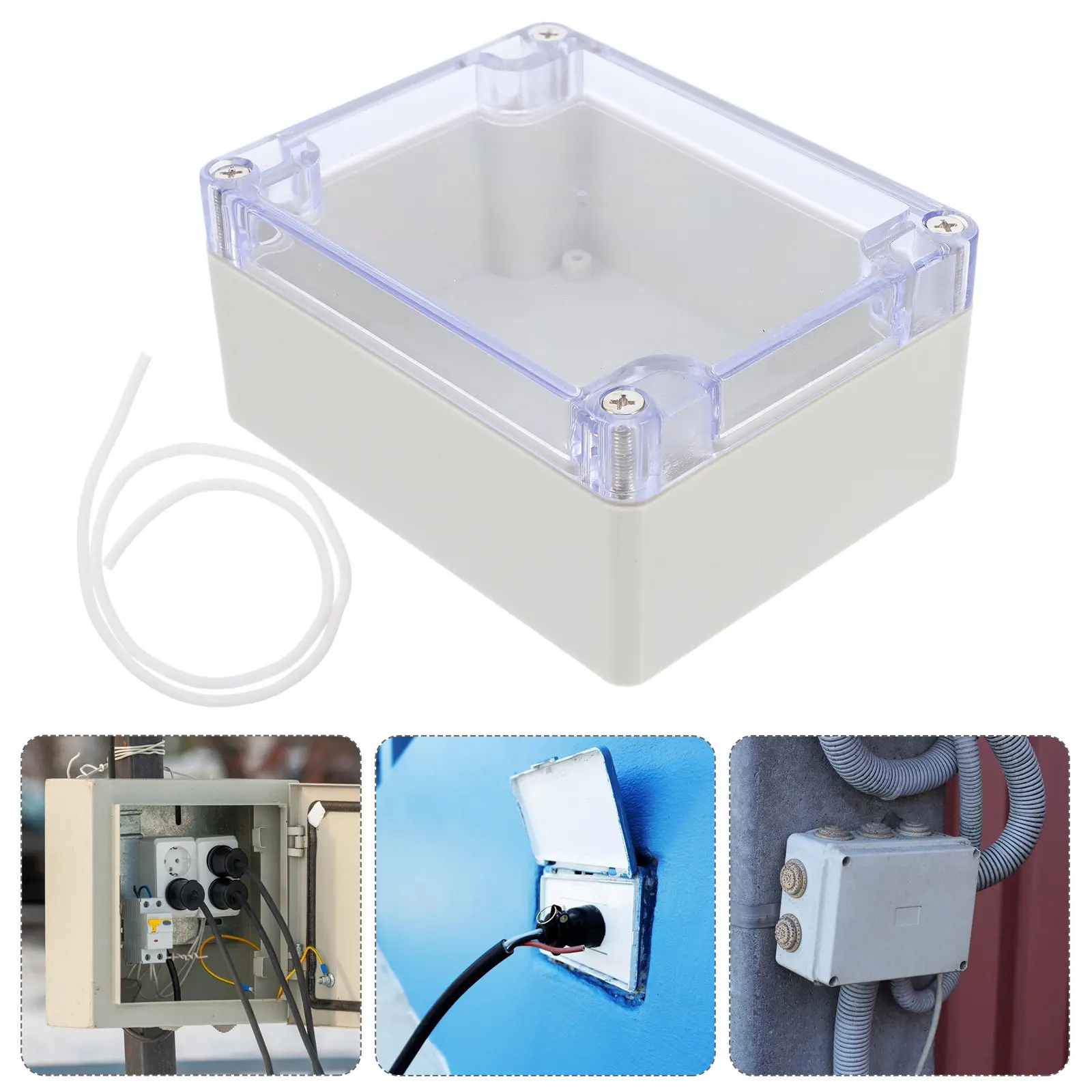

Outdoor Waterproof Junction Box Transparent Cover Electrical Enclosure Weatherproof Distribution Box 4.52x3.54 for Indoor