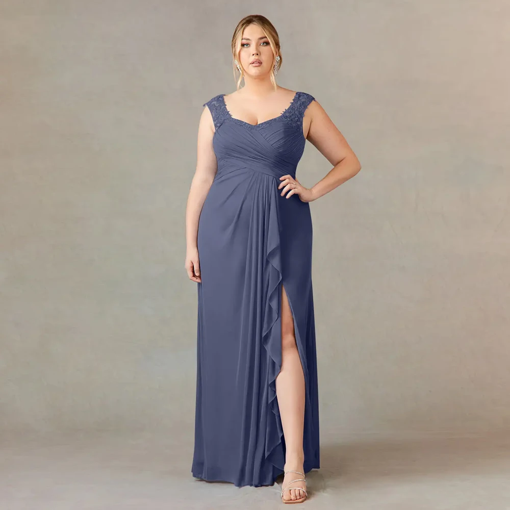 

Plus Size Strapless Mother of Bride Dresses for Women New 2024 New Side Slit Sleeveless Robe De Soirée Pleat Prom Gowns Chiffon