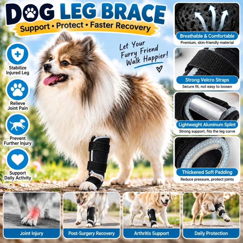 Dog Leg Brace Support With, Splint Adjustable Pet Paw Protector, Wrap Bandage For Small Medium, Dogs Injury Recovery Rehabilitat