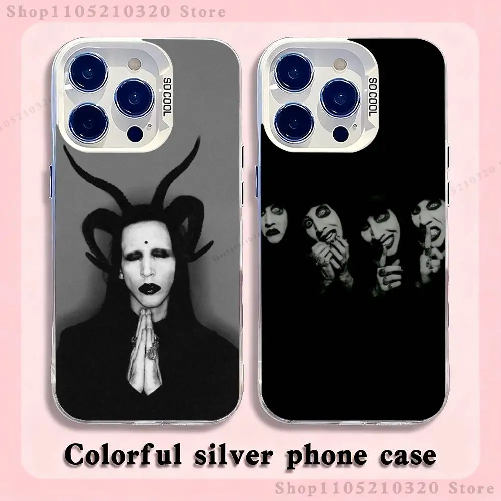 

M-Marilyn M-Manson Phone Case For iPhone 17,16,15,14,13,12,11,Mini,Pro,E,MAX White Matte Silicone Whtie Cover