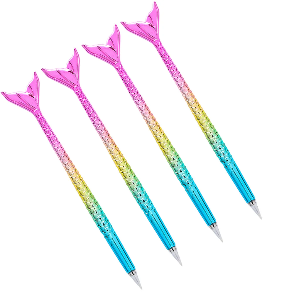

4Pcs Colorful Ballpoint Pens Mermaid Cartoon Design Creative Student Stationery Writing Supplies Gift Creative Signing Pens