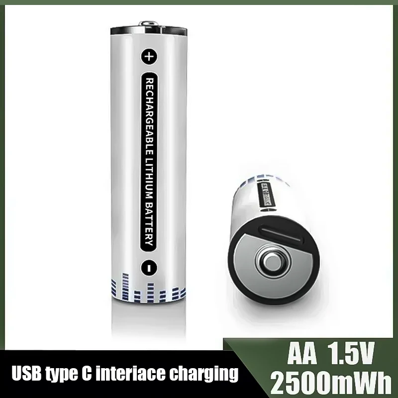 

Перезаряжаемые литий-ионные аккумуляторы AA 2500 мВтч USB 1.5В для пультов ДУ, мышей, мини-вентиляторов, электрических игрушек