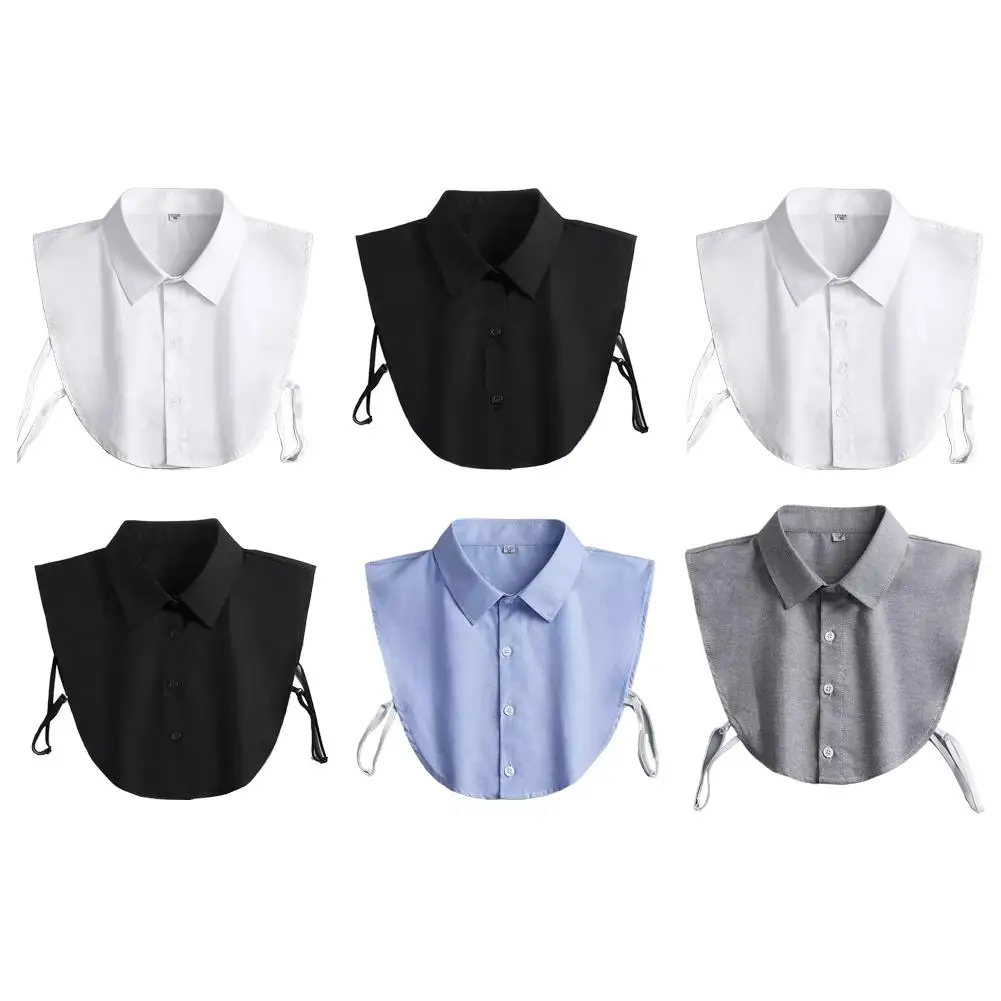 Mens Office Detachable Dickey Solid Color Button False Collar Lapel Half Shirt Fake Collar Detachable Collar for Women Girls