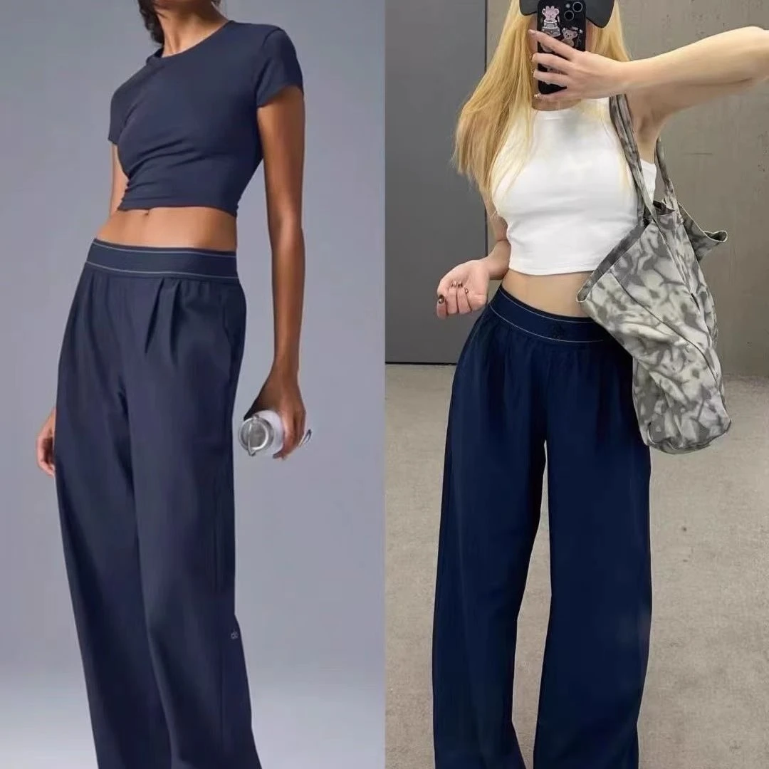 

Brand Reflective Printed Letter Trousers Simple Fashion High Waist Wide Leg Straight Leg Pants Loose Quick Drying Casual Pants